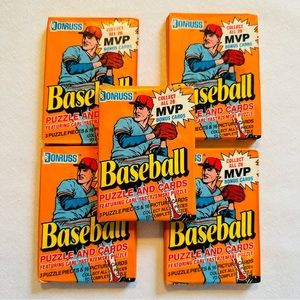 🛍️🛍️5 PKG OF DONRUSS BASEBALL PUZZLE & CARDS 3 PUZZLE PIECE 16 PICTURE CARDS